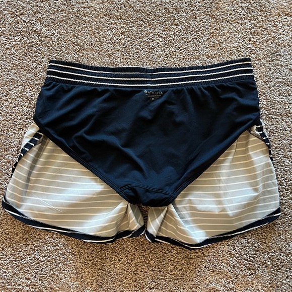 Athleta Racer Navy/White Striped Running Shorts - Picture 6 of 10